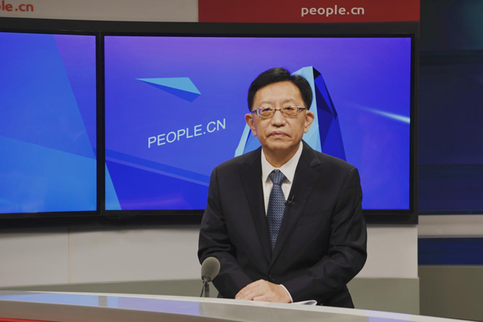 中國節(jié)能環(huán)保集團(tuán)有限公司黨委書記、董事長宋鑫做客人民網(wǎng)。人民網(wǎng)記者 王曉嘯 攝
